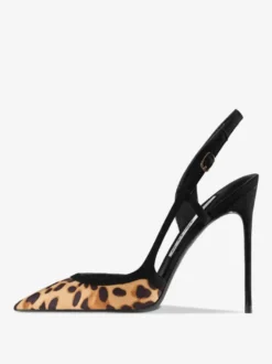 Escarpins à talons hauts pour femmes bout pointu imprimé léopard bride arrière