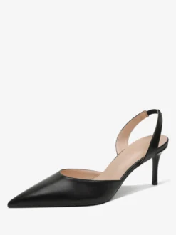 Escarpins à talons noirs à bout pointu et talon aiguille pour femmes