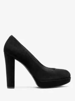 Escarpins À Talons Épais En Daim Femmes Plateforme Bout Rond