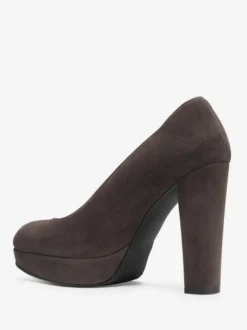 Escarpins À Talons Épais En Daim Femmes Plateforme Bout Rond