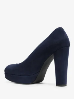 Escarpins À Talons Épais En Daim Femmes Plateforme Bout Rond