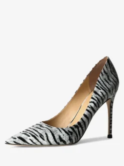 Escarpins Talons pour femmes sexy imprimé zèbre bout pointu talon aiguille en cuir verni