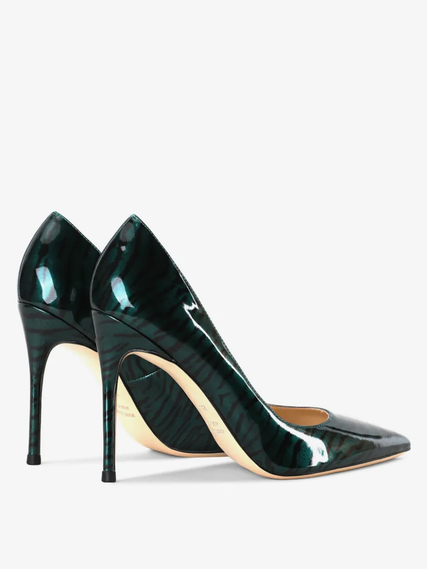 Escarpins Talons pour femmes sexy imprimé zèbre bout pointu talon aiguille en cuir verni