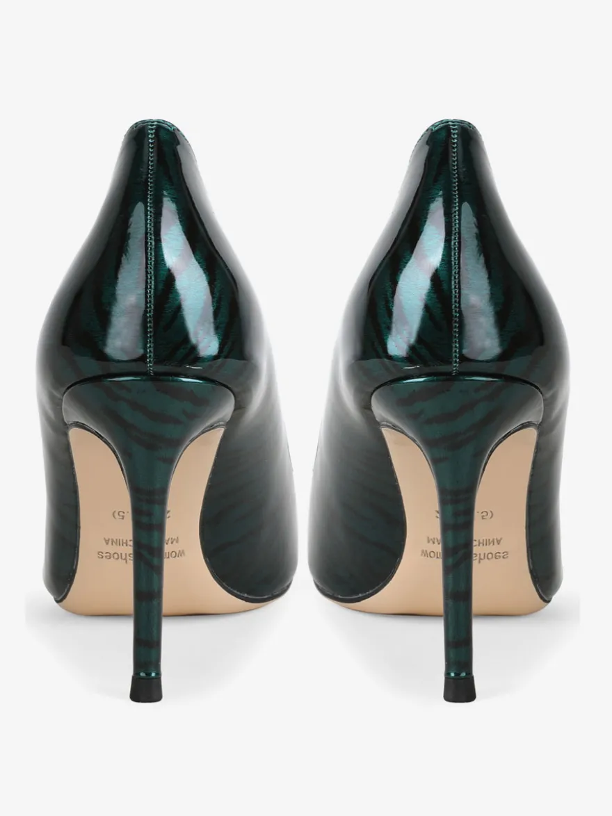 Escarpins Talons pour femmes sexy imprimé zèbre bout pointu talon aiguille en cuir verni