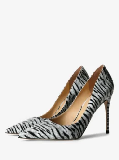 Escarpins Talons pour femmes sexy imprimé zèbre bout pointu talon aiguille en cuir verni