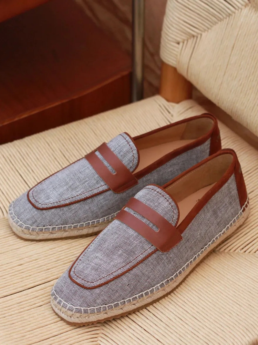 Espadrilles à enfiler pour homme avec semelle en corde tressée