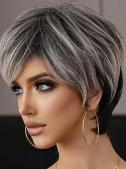 Faits saillants Perruques courtes Pixie Cut Perruque synthétique quotidienne en fibre résistante à la chaleur pour femmes 2026