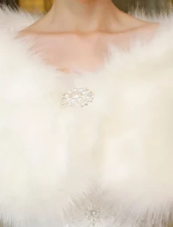 Fausse fourrure étole mariage wrap ivoire châle mariée hiver cover up
