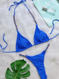 Femmes Bikini Maillot De Bain Chaînes Rouges Dos Nu Été Sexy Maillots De Bain