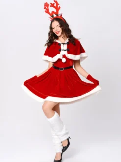 Femmes Ensemble De Noël Robe De Patineur Rouge Costumes Déguisements Noël