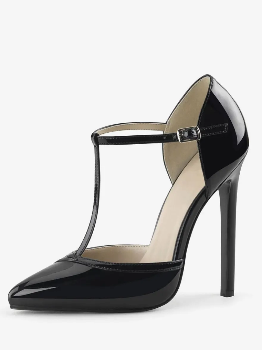 Femmes Escarpins Slip-On Bout Pointu Talon Aiguille Paillettes T-Strap Sexy Vintage Chaussures