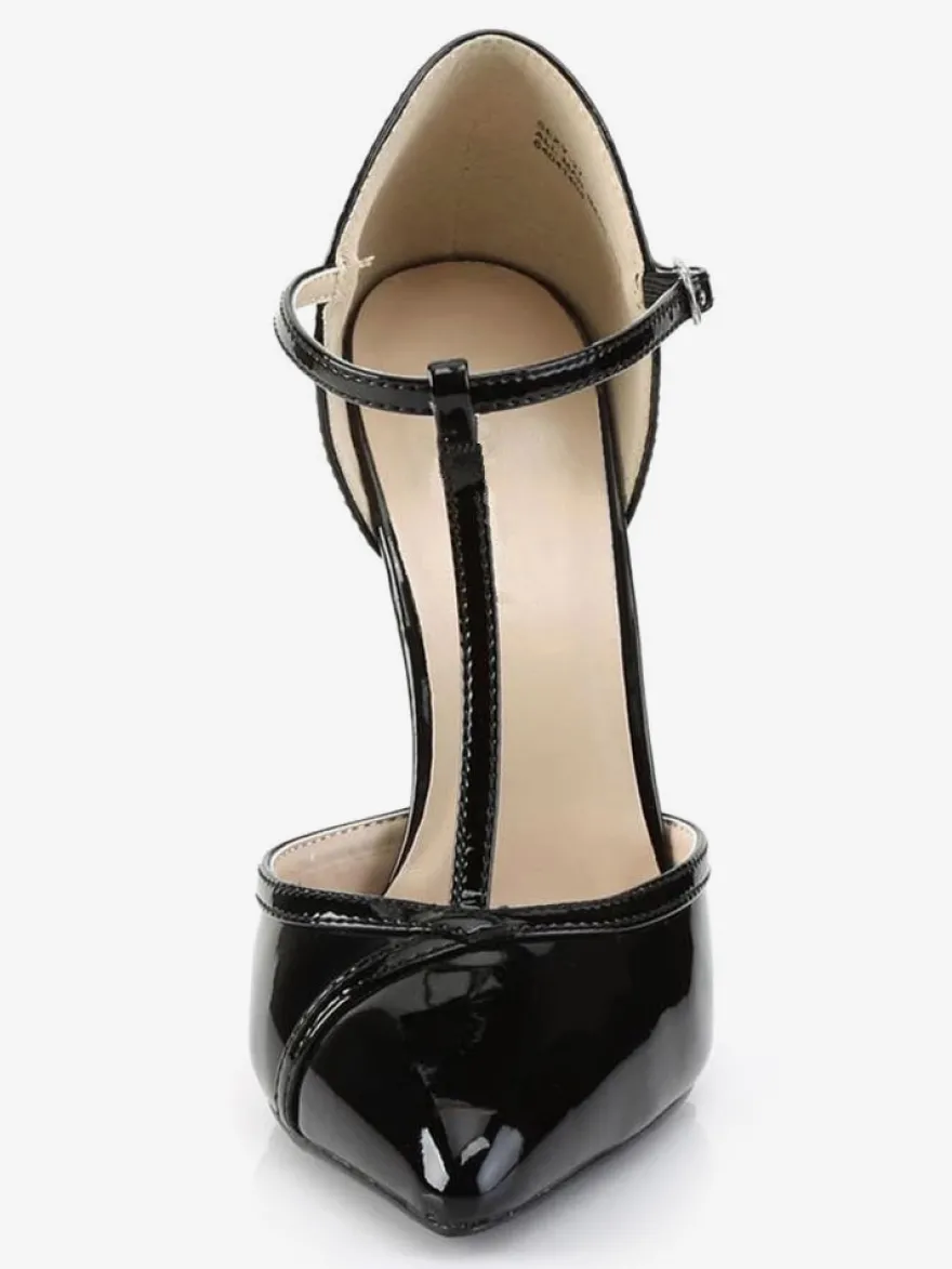 Femmes Escarpins Slip-On Bout Pointu Talon Aiguille Paillettes T-Strap Sexy Vintage Chaussures