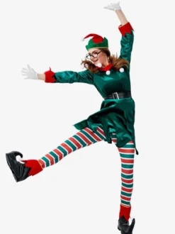Femmes Noël Ensemble Noël Elfe Vert Foncé Costume de Vacances Déguisements Cadeau Noël