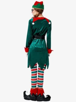 Femmes Noël Ensemble Noël Elfe Vert Foncé Costume de Vacances Déguisements Cadeau Noël