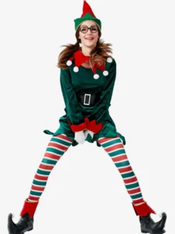 Femmes Noël Ensemble Noël Elfe Vert Foncé Costume de Vacances Déguisements Cadeau Noël
