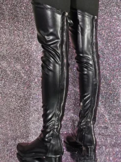 Femme Talon Bas Cuissardes Cuir PU