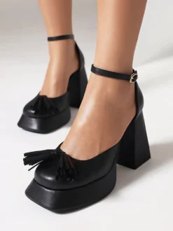 Femme Talons Bout rond Talon bottier Escarpins Cuir PU