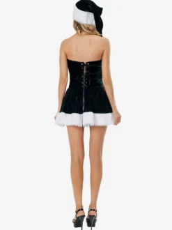 Femme Tunique de Noël Café Marron Chapeau Cape Robe Polyester Costumes de vacances de Noël