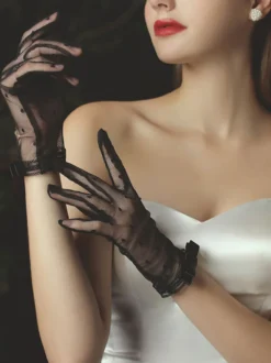 Gants de mariage Gants Nœuds en dentelle Gants de mariée