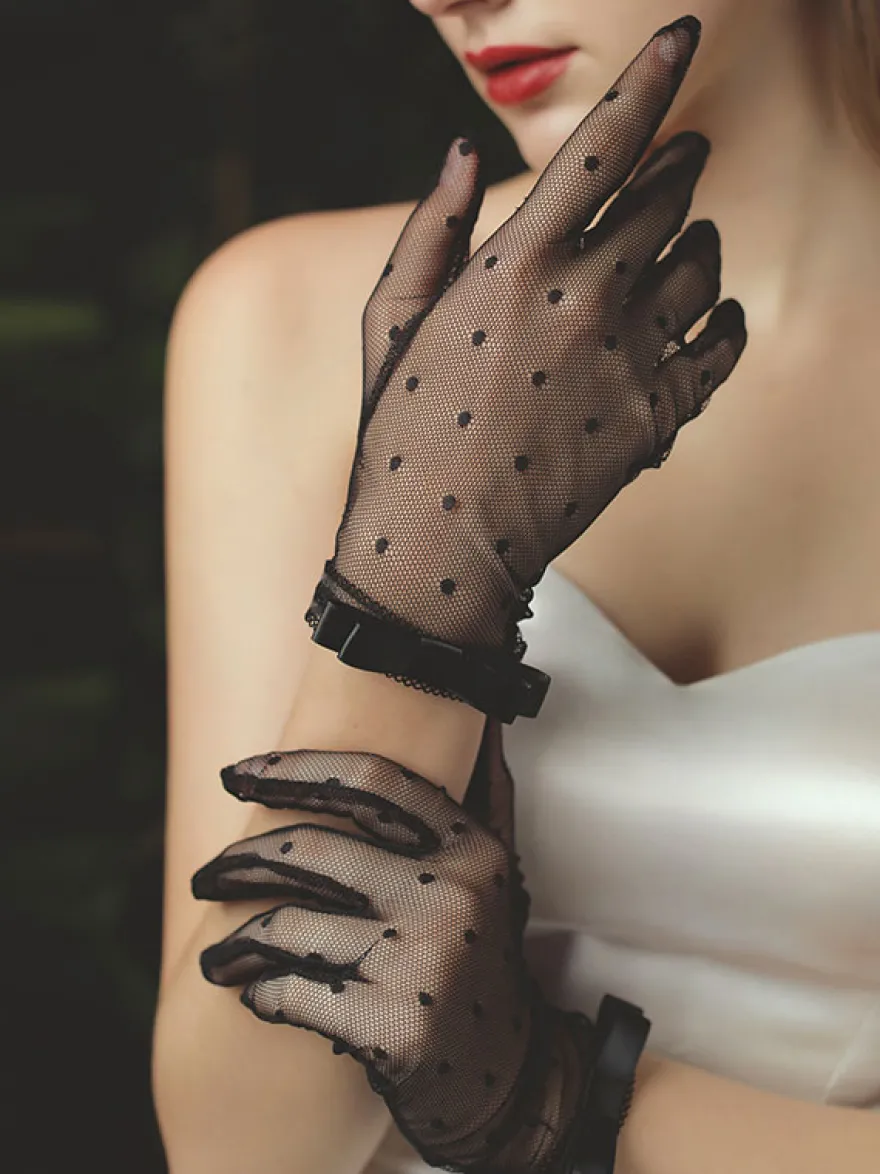 Gants de mariage Gants Nœuds en dentelle Gants de mariée