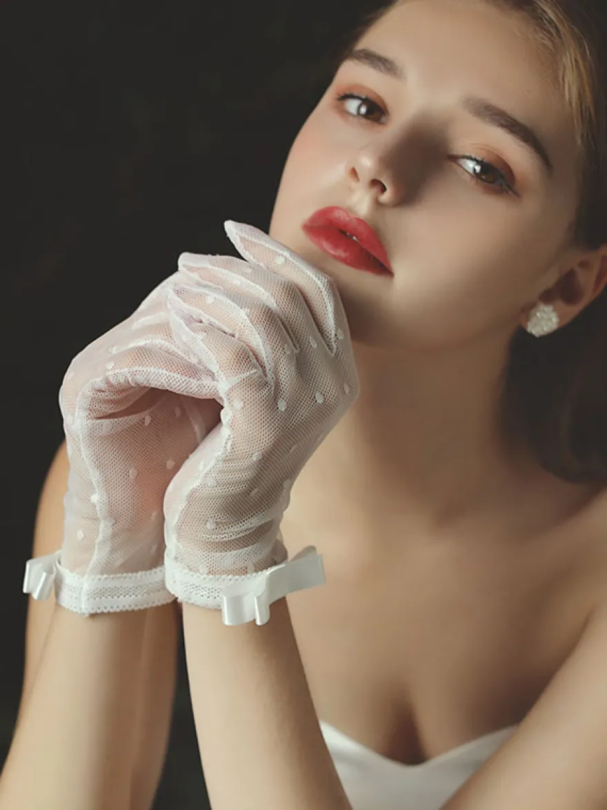Gants de mariage Gants Nœuds en dentelle Gants de mariée