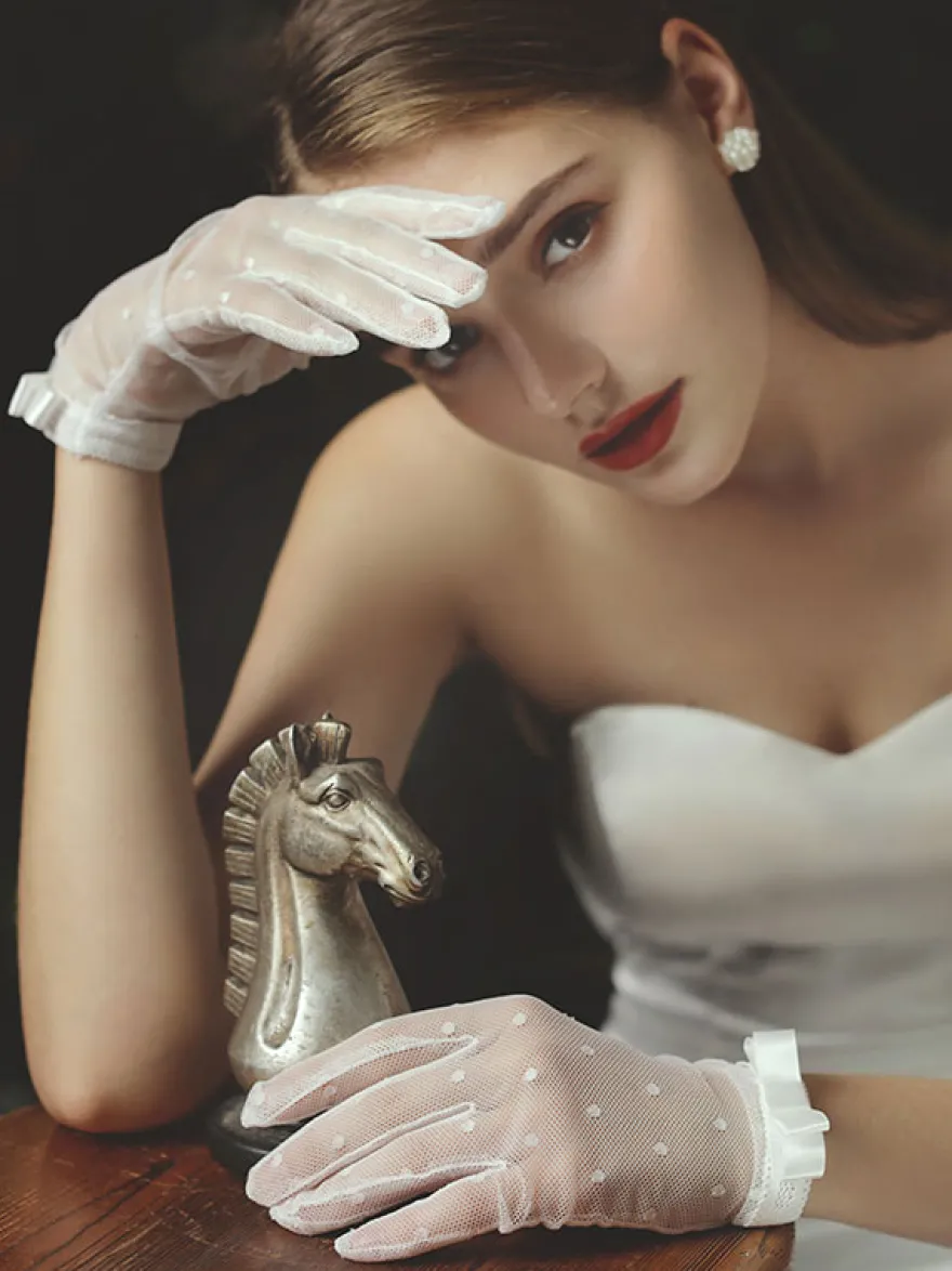 Gants de mariage Gants Nœuds en dentelle Gants de mariée
