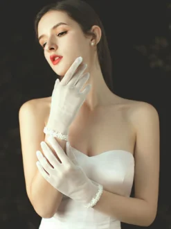 Gants de mariage Longueur du poignet Gants de mariée en tulle