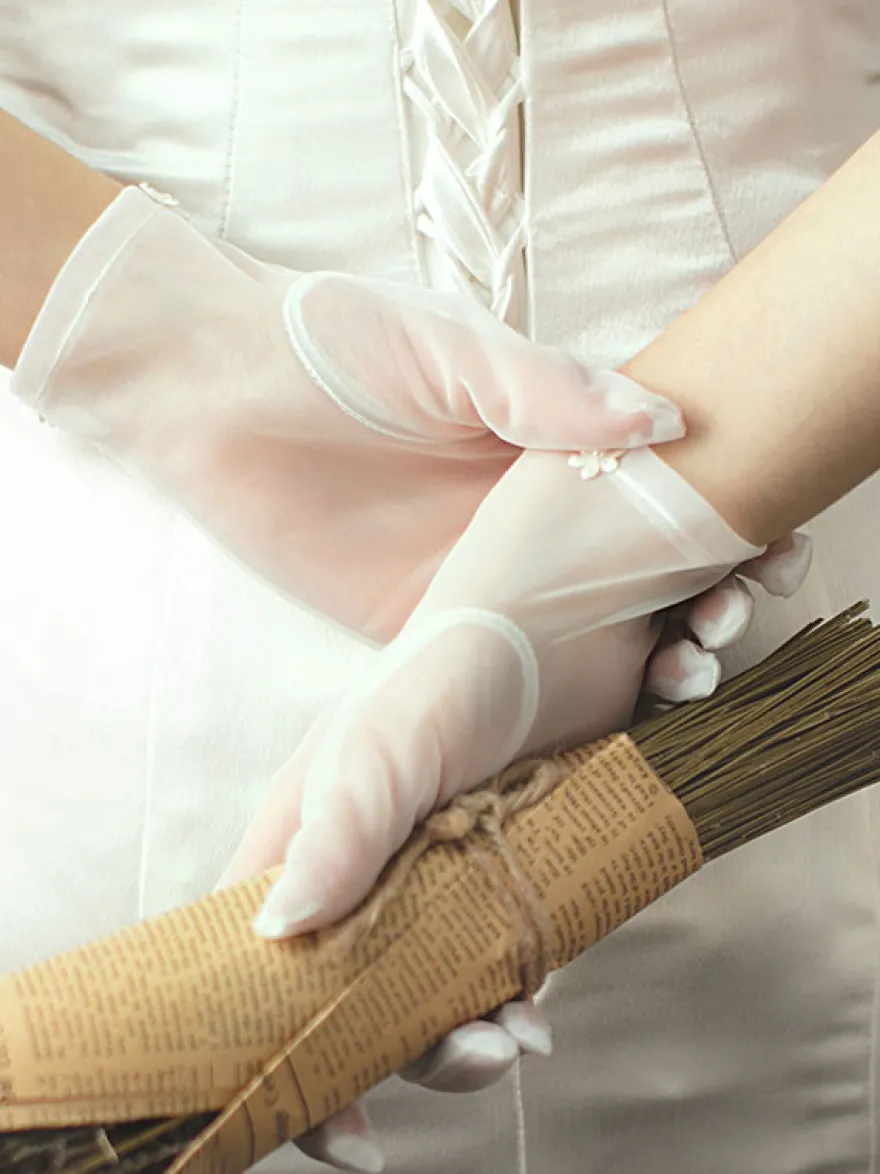 Gants de mariage Longueur du poignet Gants de mariée en tulle