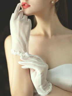 Gants de mariage Longueur du poignet Gants de mariée en tulle