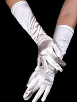 Gants en satin ivoire de mariage longueur de coude