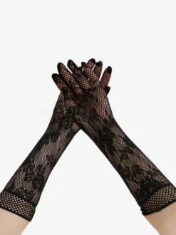 Gants longs en tulle extensible en dentelle pour soirée de mariage