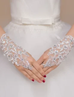 Gants Mitaines en dentelle ivoire de mariage Longueur de poignet