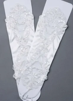 Gants mitaines en dentelle ivoire longueur de coude