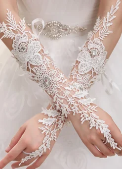 Gants Mitaines en dentelle ivoire de mariage Longueur de coude