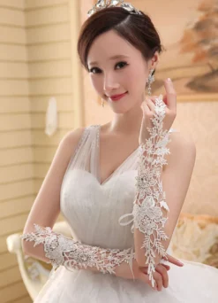 Gants Mitaines en dentelle ivoire de mariage Longueur de coude