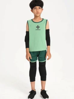 Genouillères Accessoires De Sport Enfant Noir 2 Pièces Pour Course À Pied Vêtements De Sport