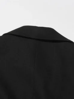 Gilet blazer sans manches à revers croisés pour femme ceinture à la taille tailleur