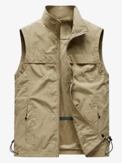 Gilet de pêche classique d'extérieur pour hommes imperméable respirant multi-poches gilet décontracté