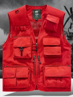 Gilet grande taille pour homme avec plusieurs poches et design réfléchissant