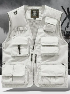 Gilet grande taille pour homme avec plusieurs poches et design réfléchissant