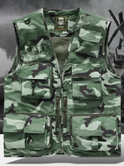 Gilet grande taille pour homme avec plusieurs poches et design réfléchissant