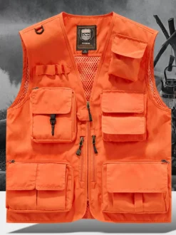 Gilet grande taille pour homme avec plusieurs poches et design réfléchissant