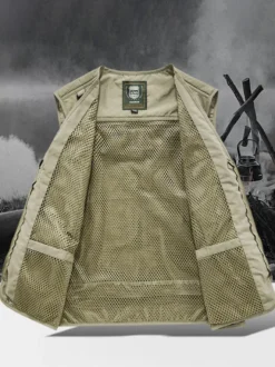 Gilet grande taille pour homme avec plusieurs poches et design réfléchissant