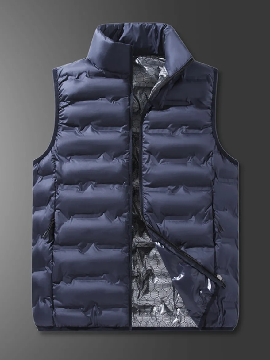 Gilet rembourré sans manches à col montant pour homme