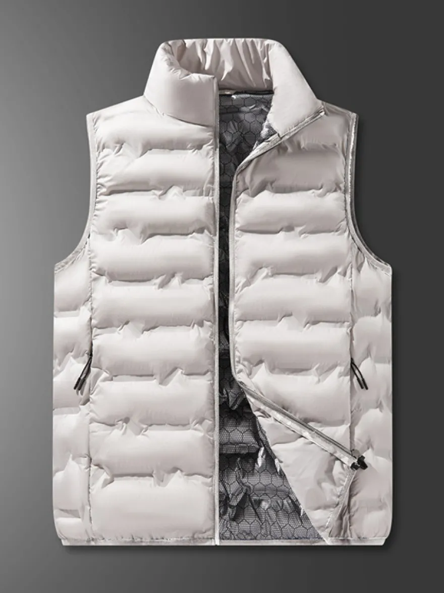 Gilet rembourré sans manches à col montant pour homme