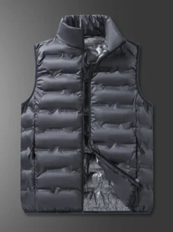 Gilet rembourré sans manches à col montant pour homme