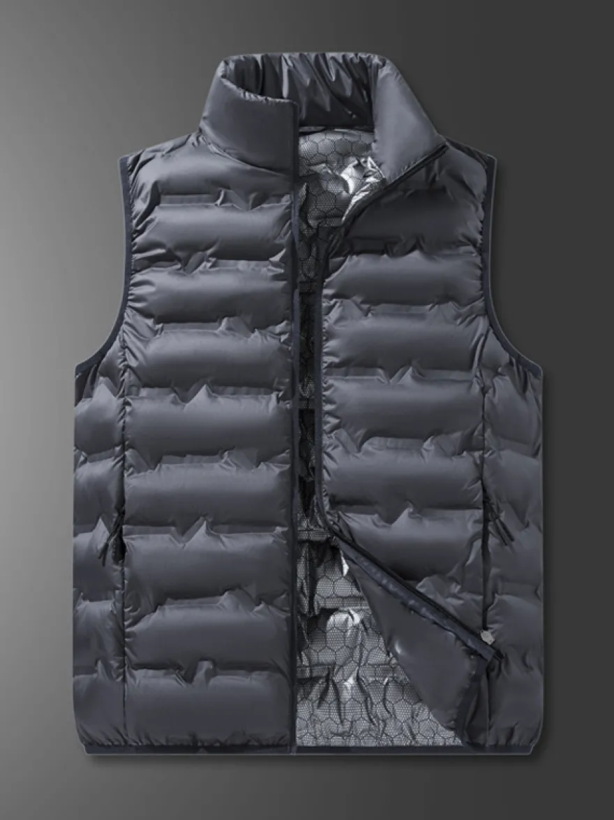 Gilet rembourré sans manches à col montant pour homme