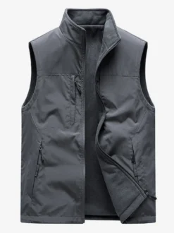 Gilet sans manches à col montant pour homme doublé polaire