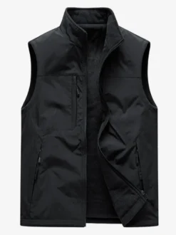 Gilet sans manches à col montant pour homme doublé polaire