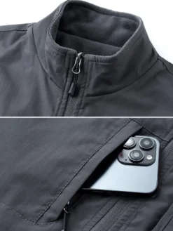 Gilet sans manches à col montant pour homme doublé polaire
